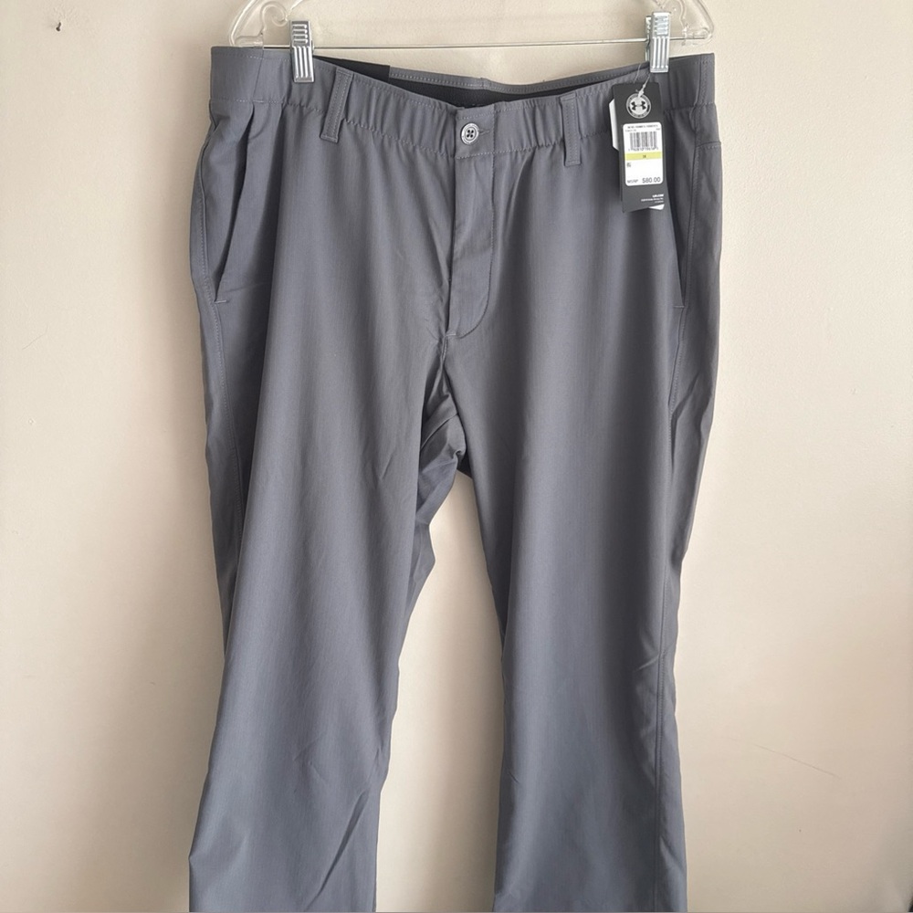 NWT Mens UA Showdown Pants Sz 38 Unhemed Gray $80 Under Armour Work Golf Herring
